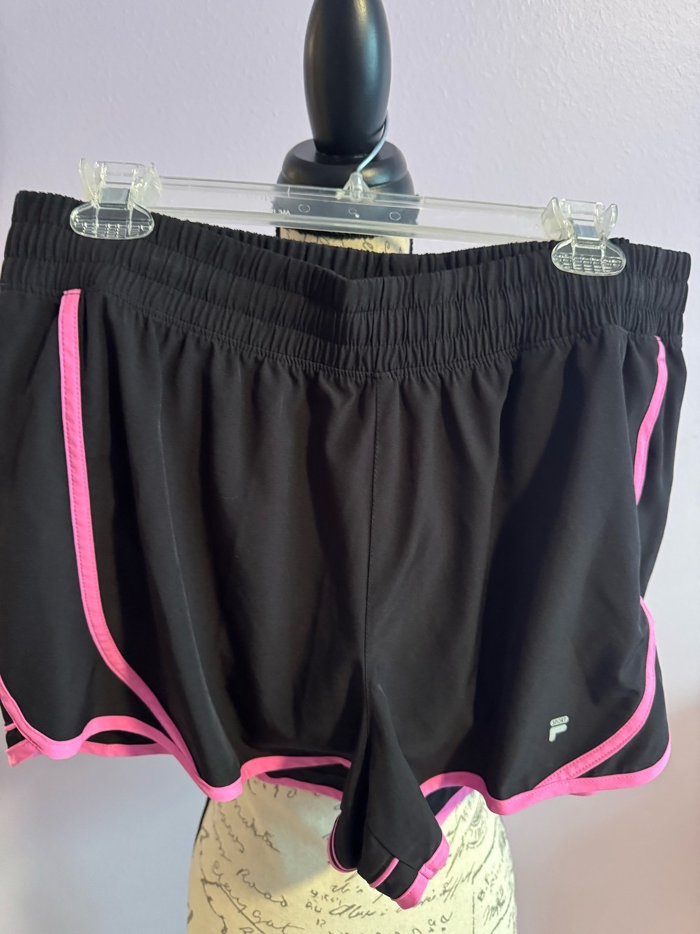 Fila women’s Black Active Shorts with Pink Trim - Women's Performance Shorts